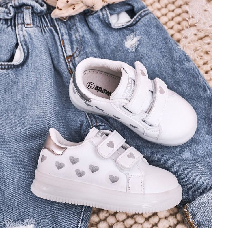 Apawwa Calçados infantis esportivos com sola luminosa Led branco-prata Boomer 1