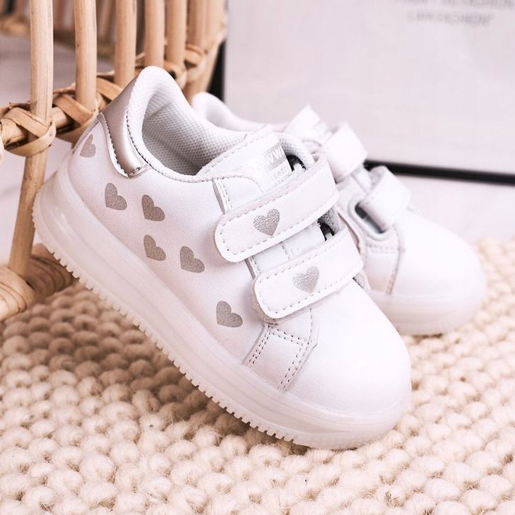 Apawwa Calçados infantis esportivos com sola luminosa Led branco-prata Boomer 2