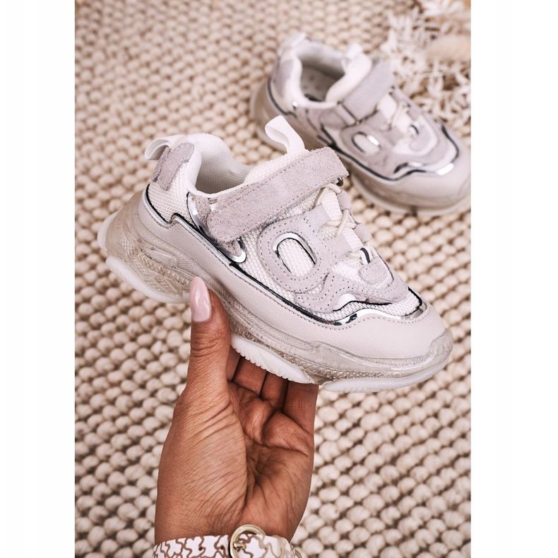 Apawwa Tênis esportivos infantis com solado transparente branco Bailey 2