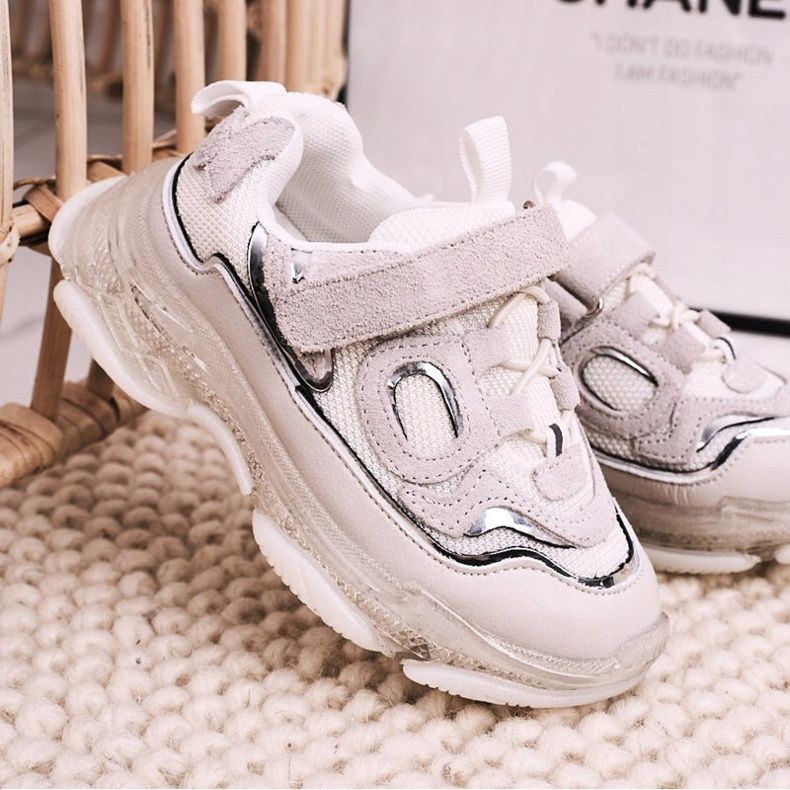 Apawwa Tênis esportivos infantis com solado transparente branco Bailey 1