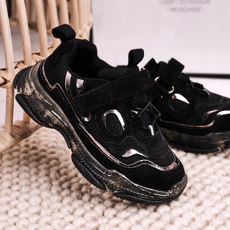 Apawwa Tênis esportivos infantis com sola transparente preta Bailey preto 1