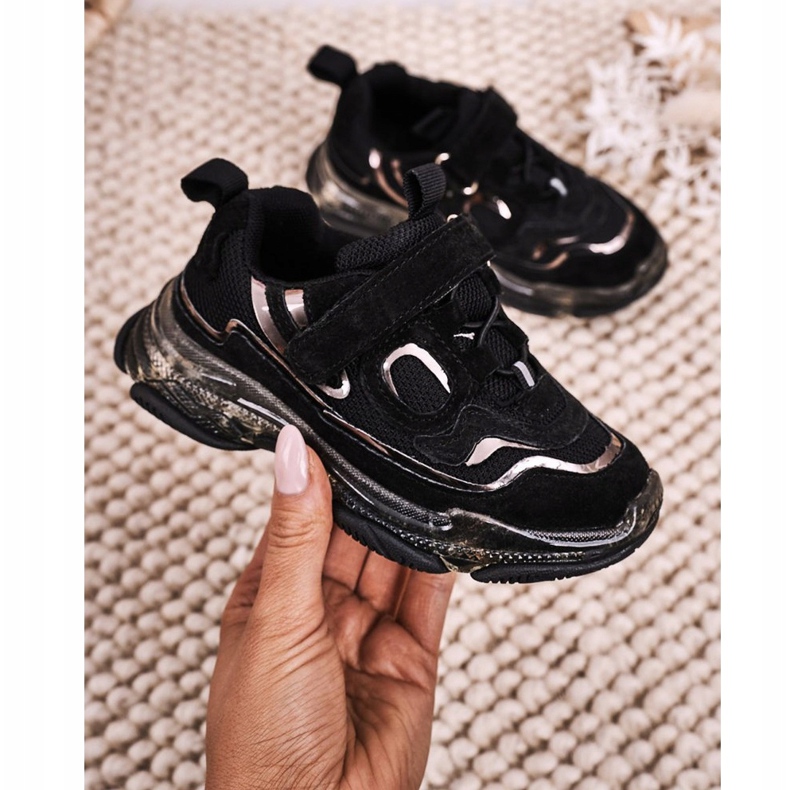 Apawwa Tênis esportivos infantis com sola transparente preta Bailey preto 2