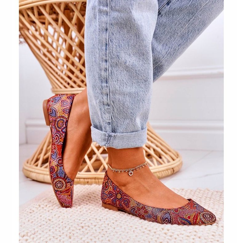 Feminino Couro Maciejka Bailarinas Vermelho Com Flores 04100-38 multicolorido 1 Feminino Couro Maciejka Bailarinas Vermelho Com Flores 04100-38 multicolorido 1