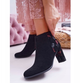Botas femininas de salto alto Sergio Leone com flores rosa folk preto Eros 2 1