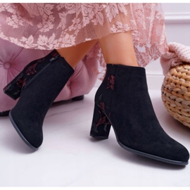 Botas femininas de salto alto Sergio Leone com flores rosa folk preto Eros 2 2