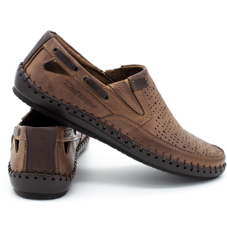 Polbut Mocassins perfurados masculinos J68L marrom 1