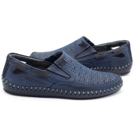 Polbut Sapatos masculinos mocassins perfurados J68L azul marinho azul-marinho 1
