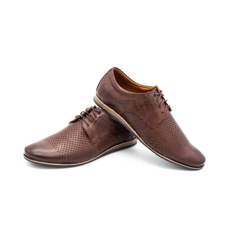 Sapatos masculinos perfurados 394A marrom castanho 2