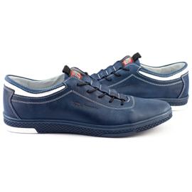 Polbut Sapatos masculinos casuais de couro K23 azul marinho com branco azul-marinho 1