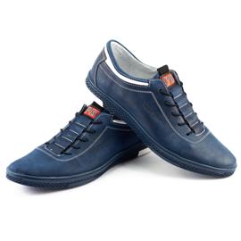 Polbut Sapatos masculinos casuais de couro K23 azul marinho com branco azul-marinho 2