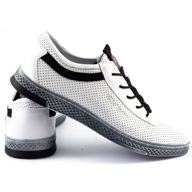 Polbut Sapatos casuais de couro masculino K23P branco 1