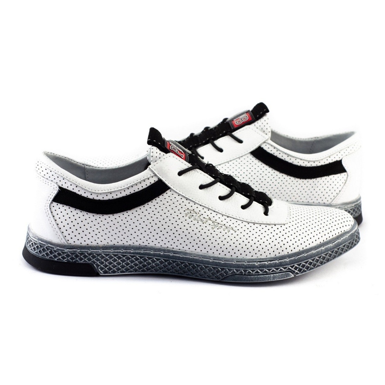 Polbut Sapatos casuais de couro masculino K23P branco 2