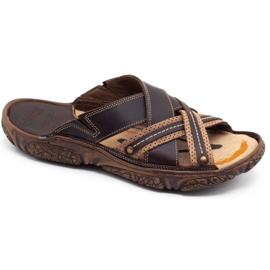 Lemar Chinelos de couro masculino 1654 marrom castanho 1