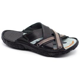 Lemar Chinelos de couro masculino 1654 pretos 1