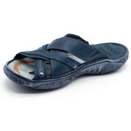 Lemar Chinelos de couro masculino 1654 azul marinho 2