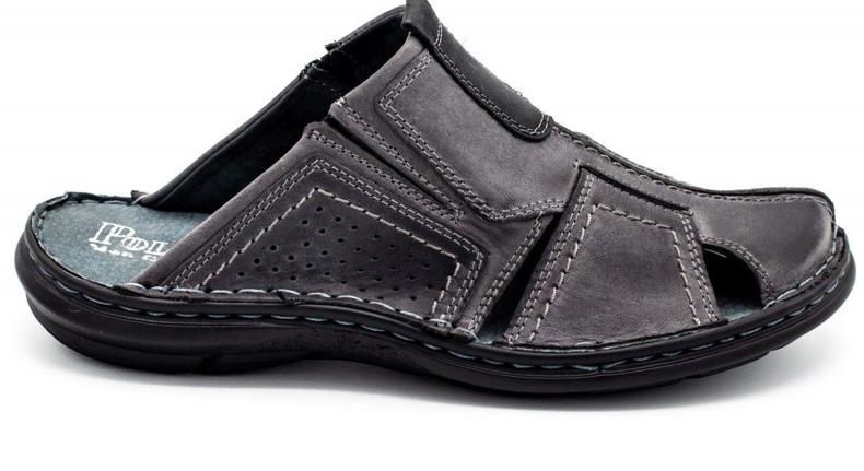 Polbut Chinelos de couro masculino 312 cinza 1