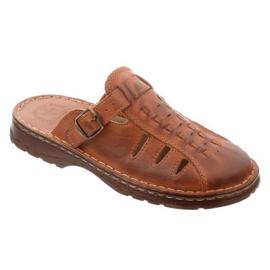 ŁUKPOL Chinelos masculinos de couro 801 marrom 1