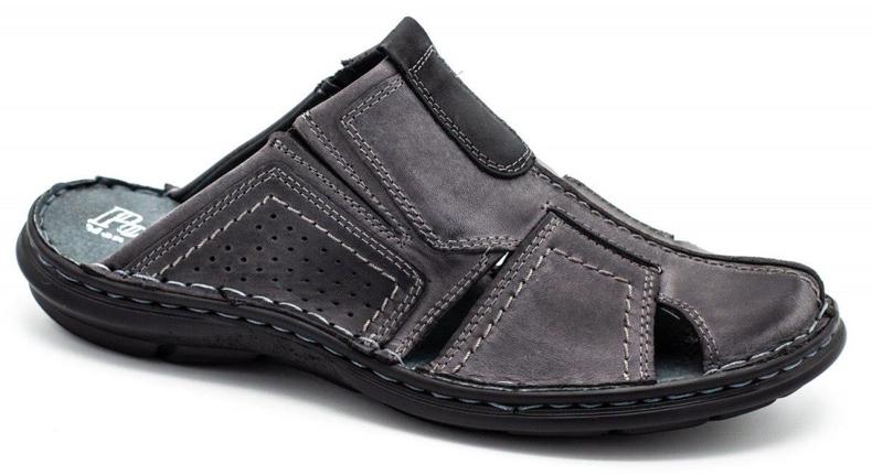 Polbut Chinelos de couro masculino 312 cinza 2