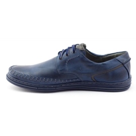 Polbut Sapatos masculinos de couro J44PŁ azul marinho 1