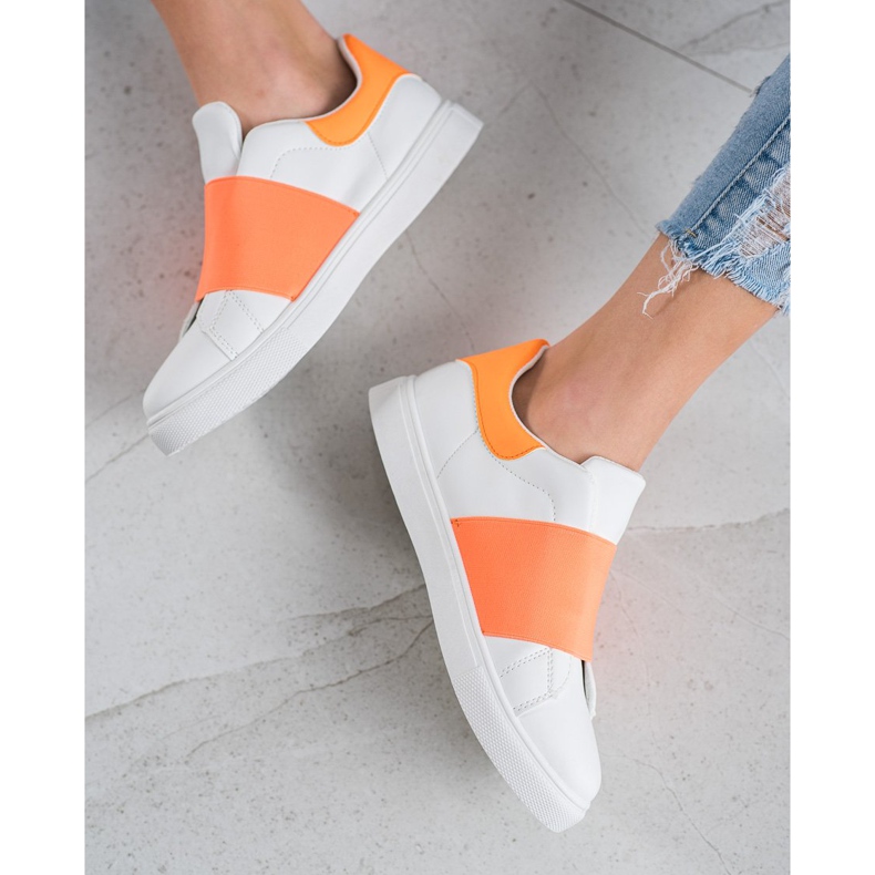 SHELOVET Sapatos deslizantes com elástico branco laranja 1 SHELOVET Sapatos deslizantes com elástico branco laranja 1