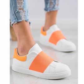 SHELOVET Sapatos deslizantes com elástico branco laranja 2 SHELOVET Sapatos deslizantes com elástico branco laranja 2