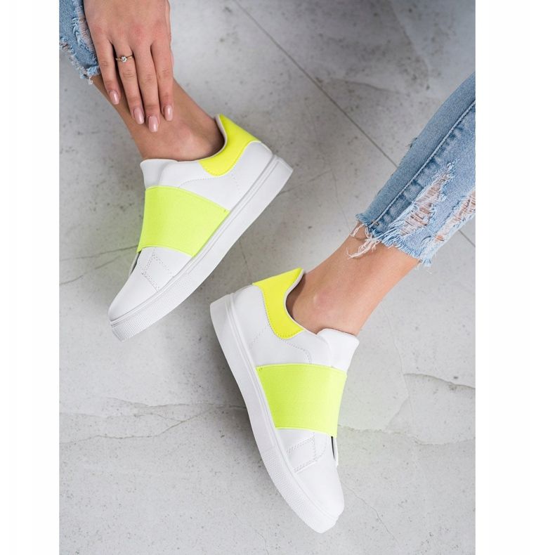 SHELOVET Sapatos deslizantes com elástico branco 1