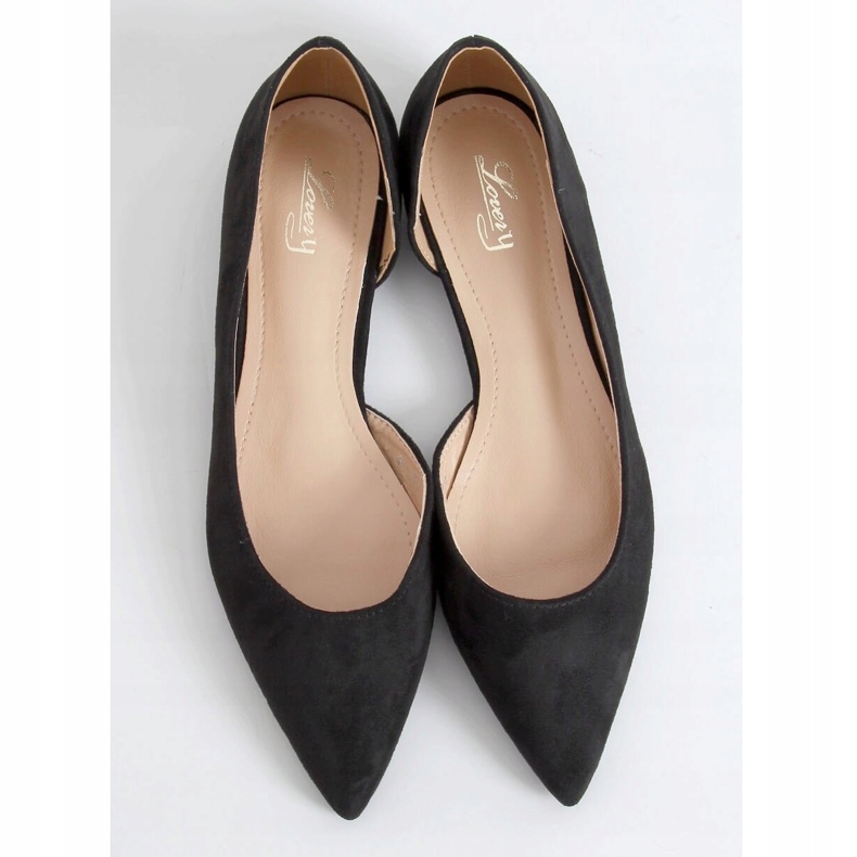 Black MM-593 Black ballerinas com um recorte preto 1
