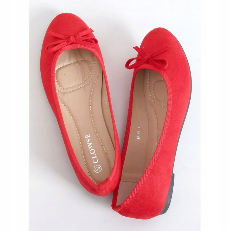 Bailarinas de camurça vermelha 9F116 Vermelho 1