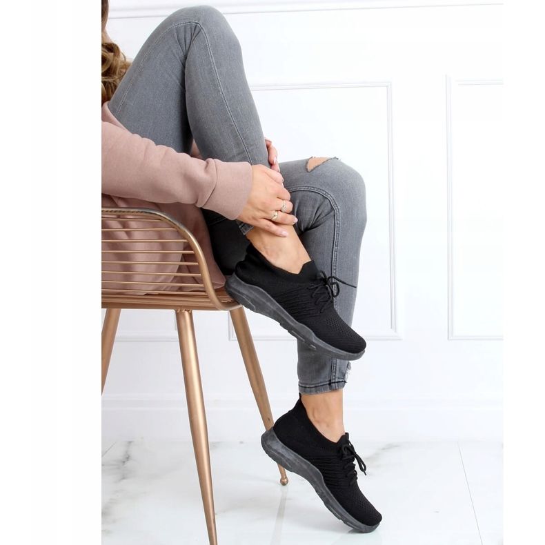 Meias pretas sapatos esportivos C9239 Negro preto 1