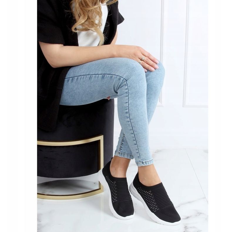 Sapatos esportivos pretos com meias 9862 Black 2