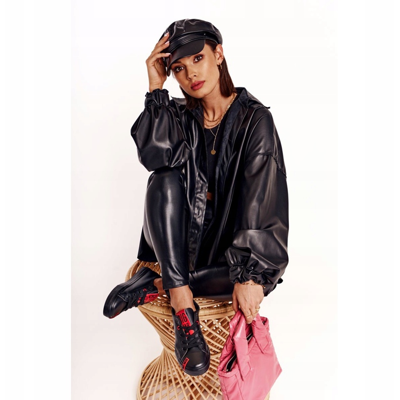 Tênis feminino de couro Big Star EE274303 preto 2