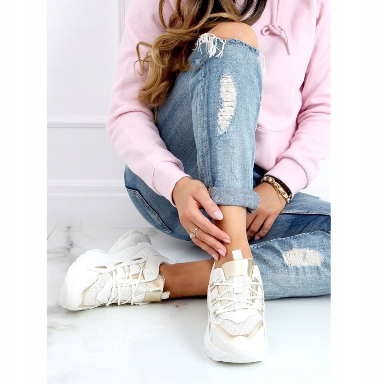 Calçados esportivos femininos bege B0-551 BEGE / OURO 1