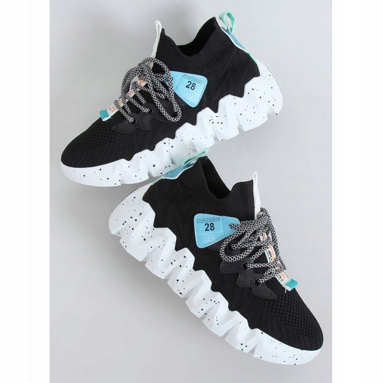 Sapatos esportivos pretos NB387 pretos de sola alta 1