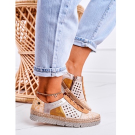 Sapatos de couro feminino Maciejka Amarelo 03339-44 multicolorido 1