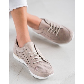 Kylie Sapatos de couro a céu aberto bege dourado 1