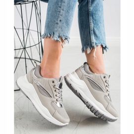 Ideal Shoes Tênis Esportivos Elegantes bege cinza 1