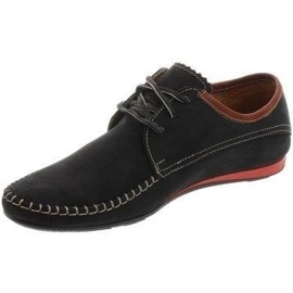 Lemar Mocassins masculinos atados 872 pretos com marrom 1