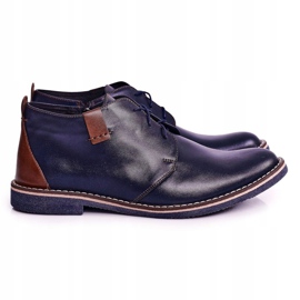 Gejms Botas quentes de couro Ferens masculino azul marinho castanho 1