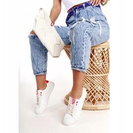 Tênis feminino de couro Big Star BB274210 branco e vermelho 1