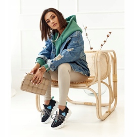 PS1 Meias esportivas femininas pretas da moda pioneira preto azul 2