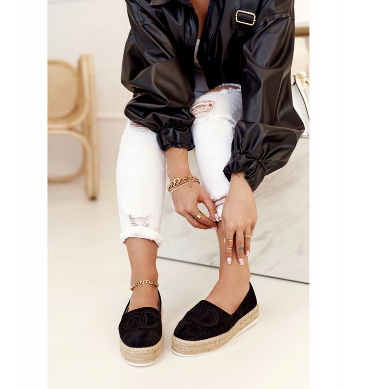 PS1 Alpercatas femininas com plataforma de palha Black Febi preto 1 PS1 Alpercatas femininas com plataforma de palha Black Febi preto 1