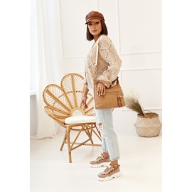 Tênis feminino com solado enorme caqui Daydreamer bege marrom dourado 1