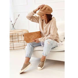 Tênis feminino clássico feminino bege marrom 1