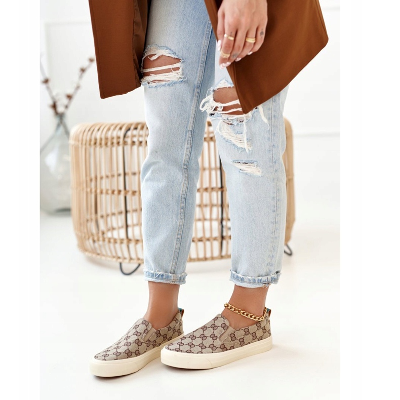 Desafio de tênis feminino deslizando cáqui bege castanho 1