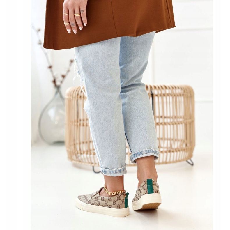 Desafio de tênis feminino deslizando cáqui bege castanho 2