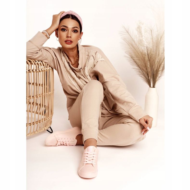 Tênis feminino de couro Big Star HH274141 rosa claro 2