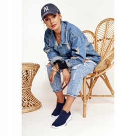 Calçados esportivos femininos com deslizamento Big Star DD274464 azul marinho 2