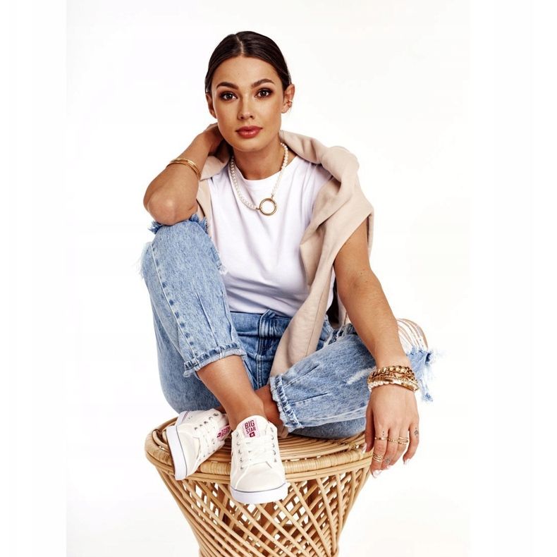 Tênis feminino Big Star DD274892 Branco-Vermelho 2