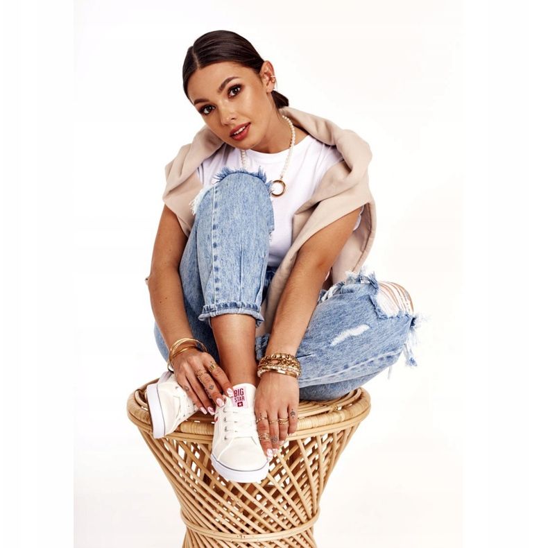 Tênis feminino Big Star DD274892 Branco-Vermelho 1