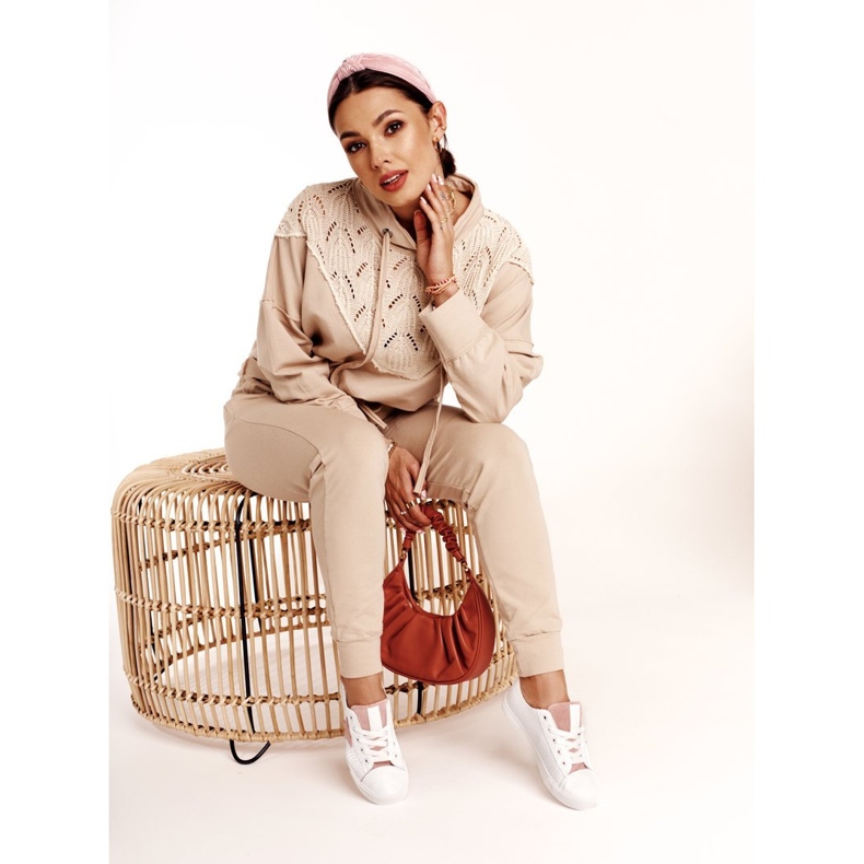 Tênis feminino de couro com estrela Big Star DD274691 branco-rosa 2